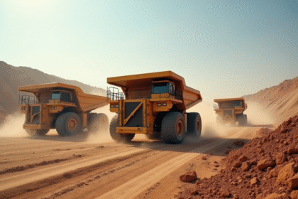 Camions bennes dans une mine à ciel ouvert en journée