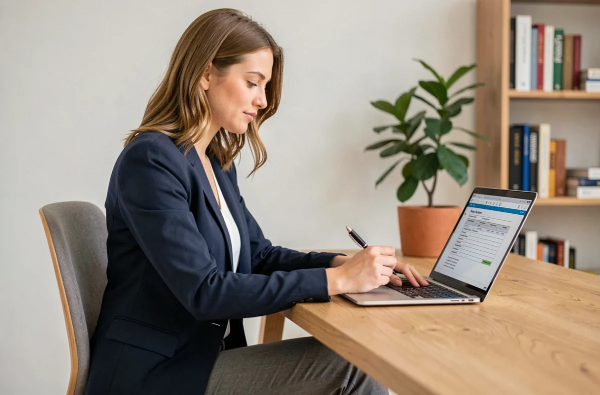 Femme remplissant un formulaire de souscription d'assurance scooter en ligne
