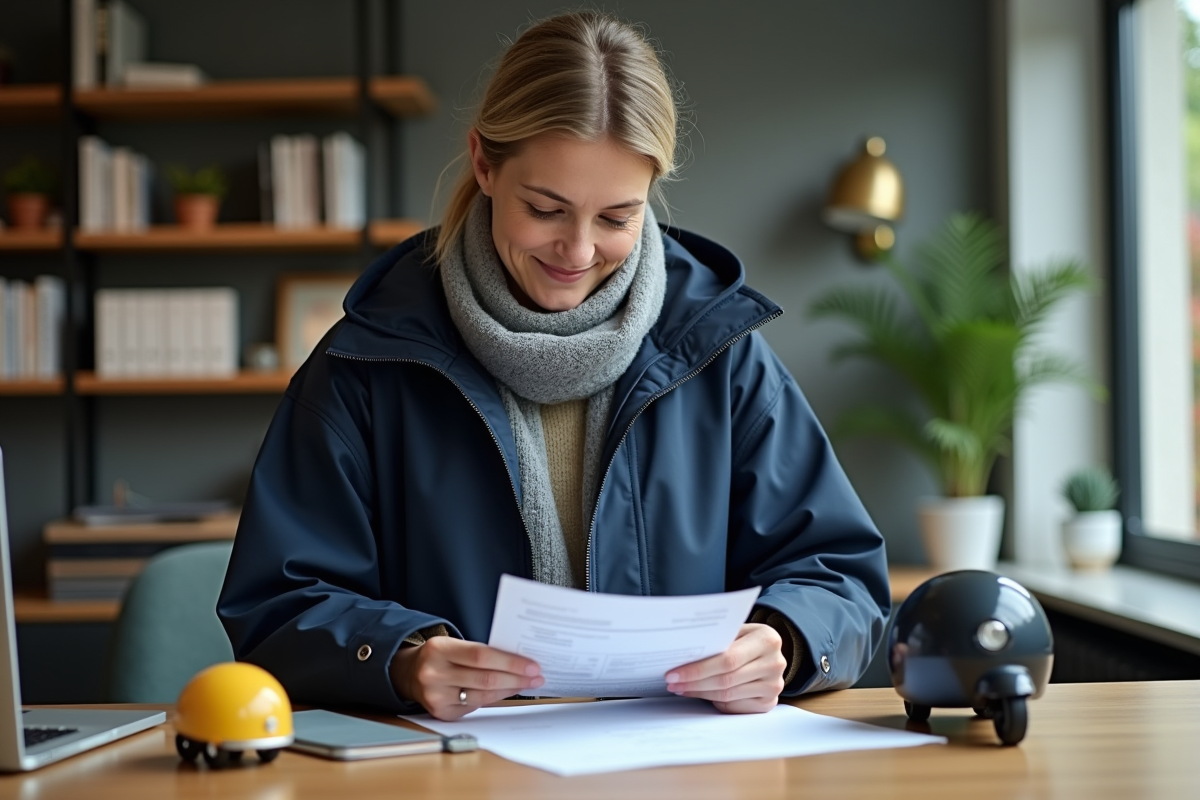 Femme vérifiant un formulaire d