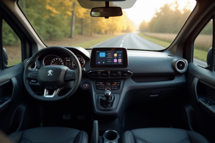Intérieur moderne du Peugeot Partner Tepee avec écran tactile