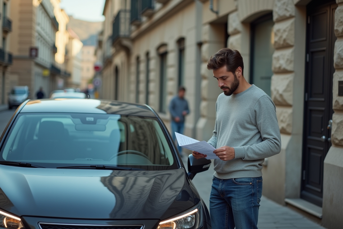 Jeune homme lit un document à côté d