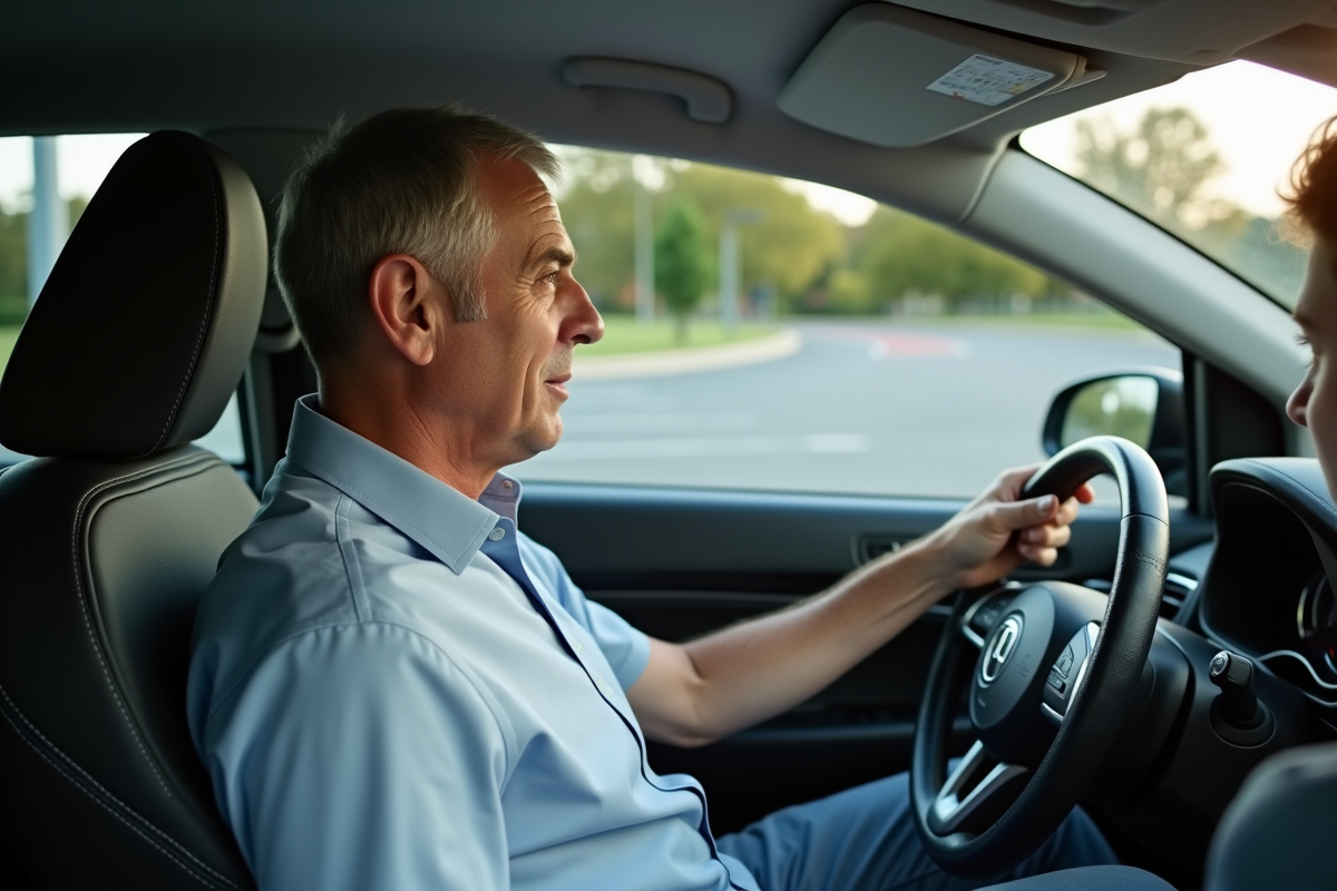 Moniteur de conduite encourageant un jeune au volant