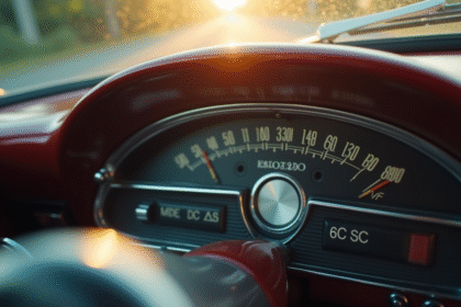 Tableau de bord de voiture américaine rétro avec compteur à aiguille